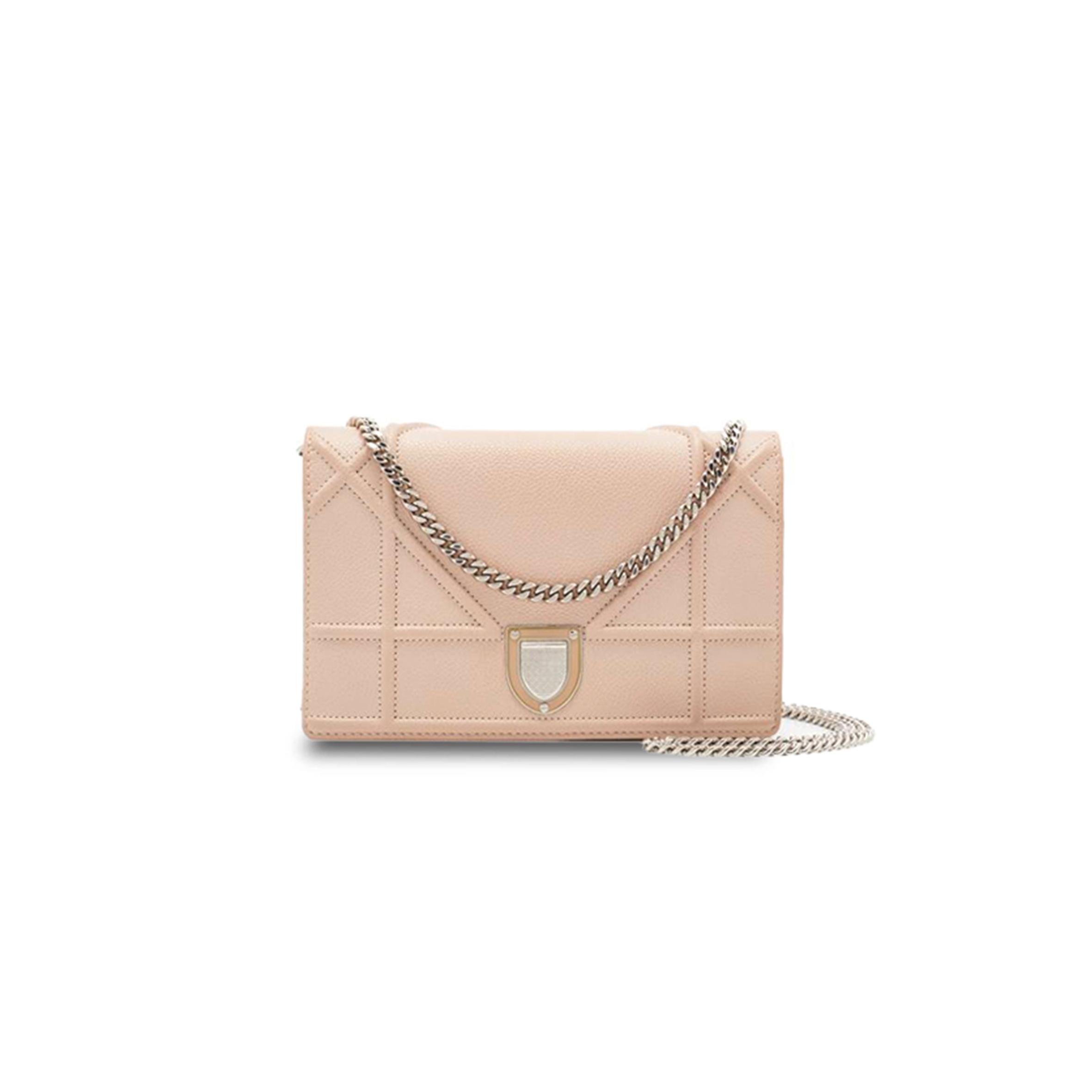 D*or grained calfskin D*orama wallet on chain pouch nude  (18*13*1.9cm)